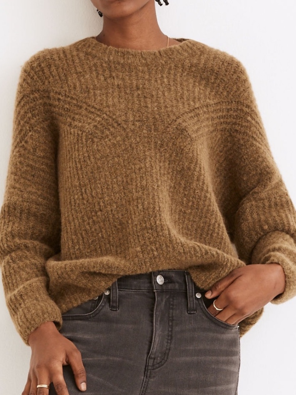 Madewell Belfiore ribbed pullover sweater size large in heather fern